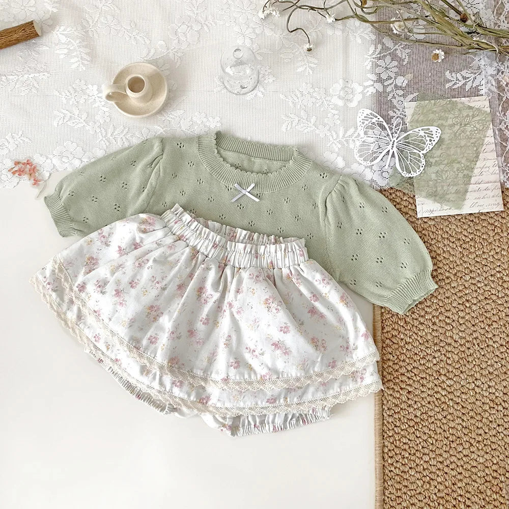 -ベビーキッズパンツ フリルスカートブルマ パンツインスカート フラワー花柄プリント 3カラー - mamahalo shop - ブルマパンツ -  べビー服 - 子供服 - 男の子 - 女の子