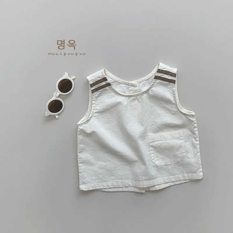 -キッズトップス ノースリーブシャツ シンプルペーシック 2カラー【mh0006327】 - mamahalo shop - タンクトップ・キャミソール・ノースリーブトップス -  べビー服 - 子供服 - 男の子 - 女の子