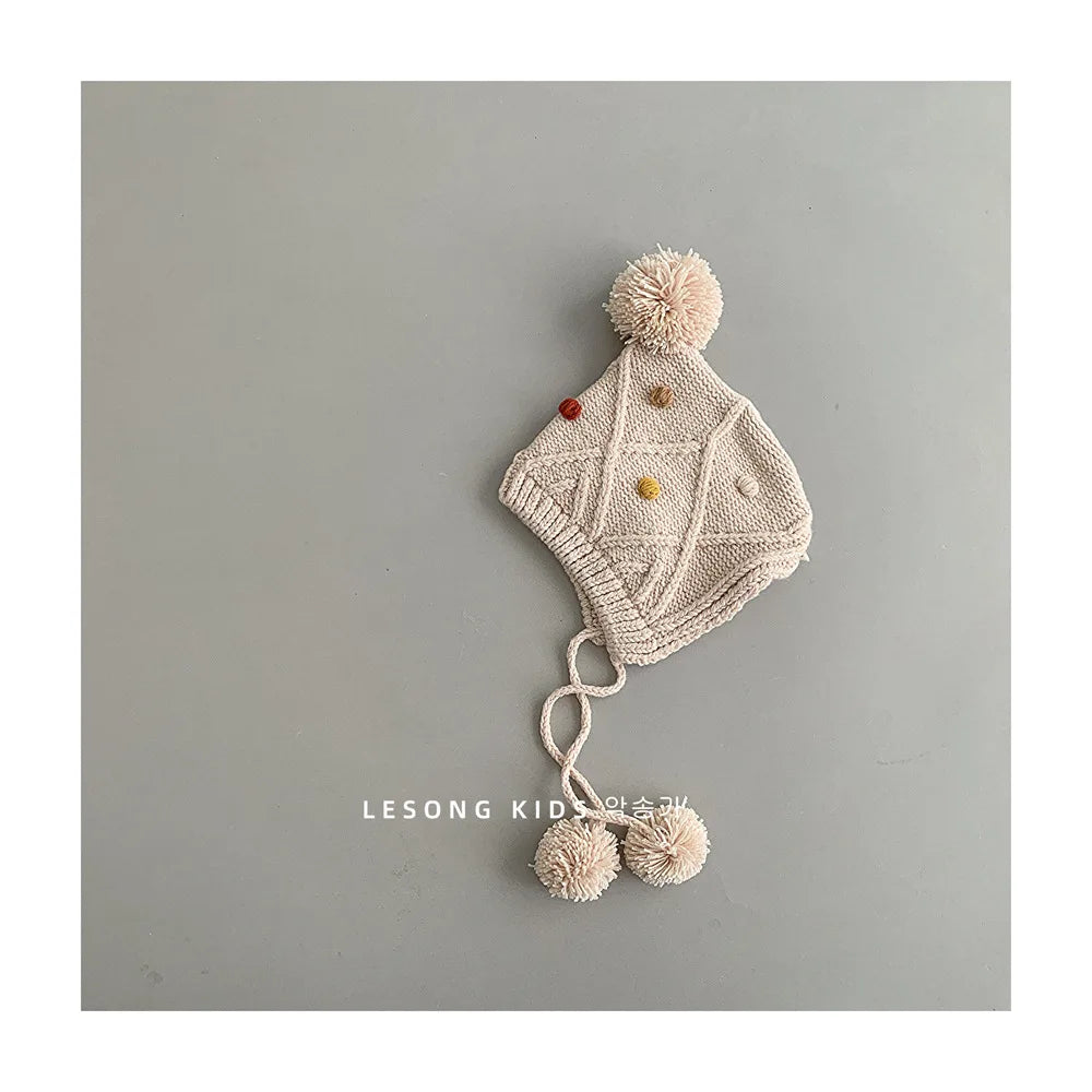 -ベビー帽子 ポンポン付きニットキャップボンネット 5カラー【mh0006952】 - mamahalo shop - ベビー用帽子 -  べビー服 - 子供服 - 男の子 - 女の子