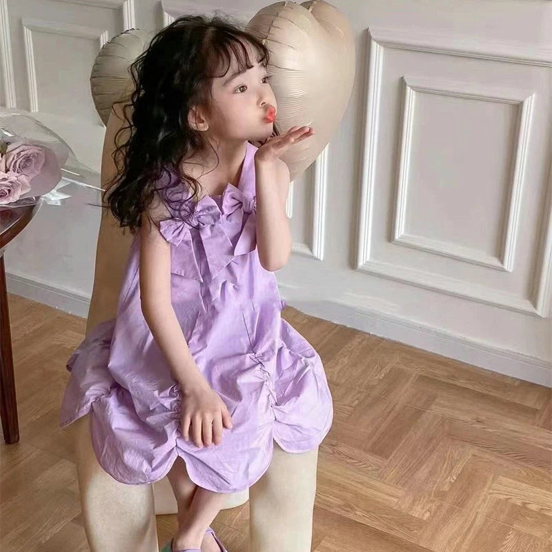 -キッズワンピース キャミソールリボンドレス イレギュラースカート 2カラー【mh0005652】 - mamahalo shop - ノースリーブワンピース -  べビー服 - 子供服 - 男の子 - 女の子