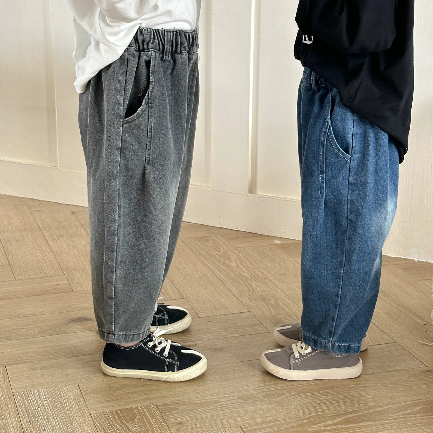 -キッズパンツ ルーズロングデニムパンツ ジーンズ2カラー - mamahalo shop - デニムパンツ -  べビー服 - 子供服 - 男の子 - 女の子