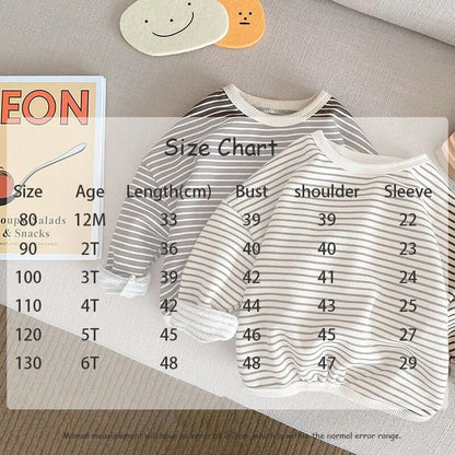 -キッズ 長袖スウェットシャツ ボーダー トップス Tシャツ ベージュ コーヒー 2カラー ボーイズ 男の子 子供服 - mamahalo shop - 長袖Tシャツ -  べビー服 - 子供服 - 男の子 - 女の子