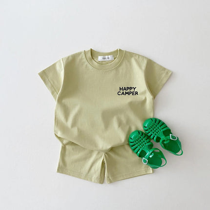 ☺︎ ベビーキッズセットアップ 2点セット 半袖プリントTシャツ+ショートパンツ 4カラー - mamahalo shop - 半袖セットアップ -  べビー服 - 子供服 - 男の子 - 女の子