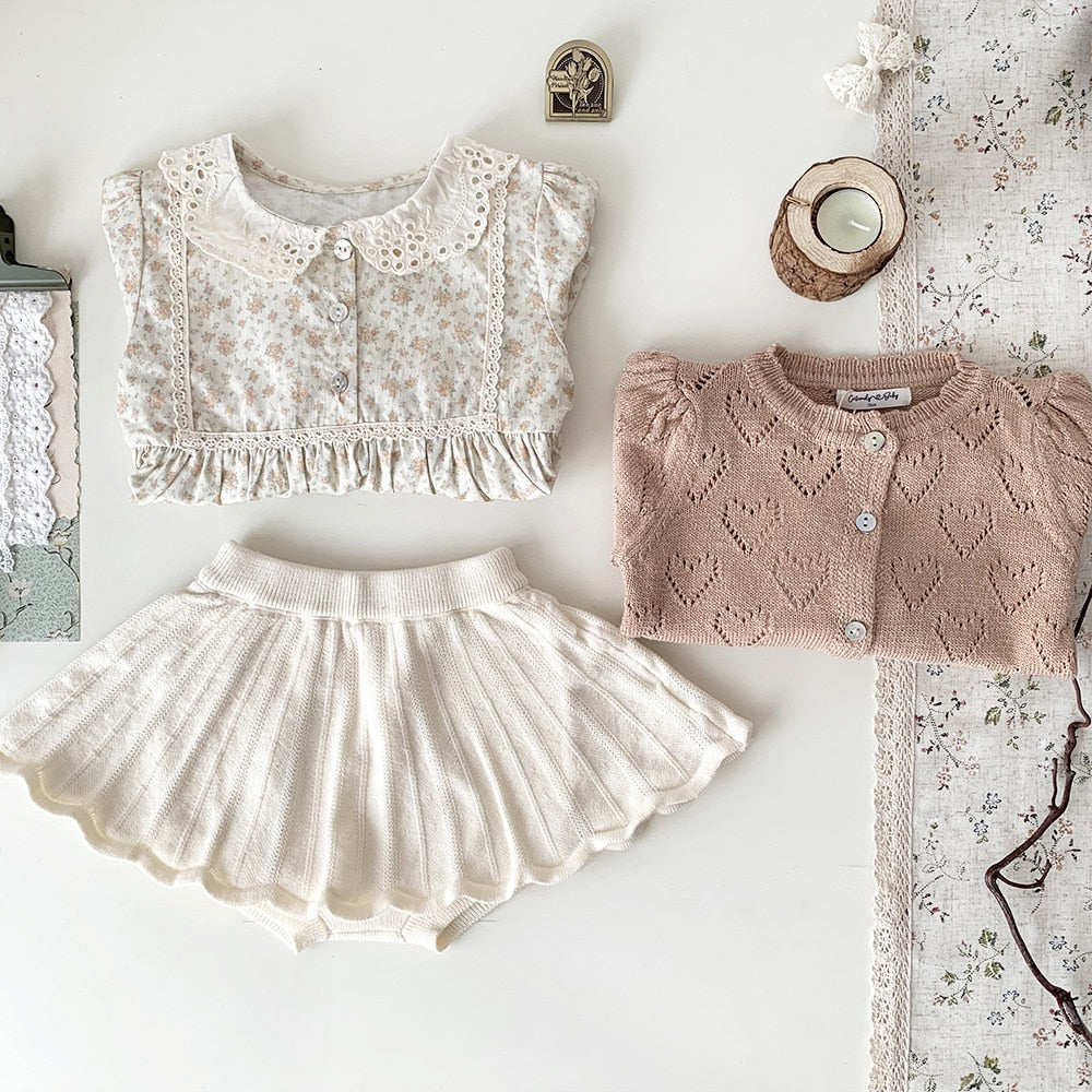 -キッズ フラワー 花柄 レース襟 長袖 チュニック ブラウス トップス - mamahalo shop - 長袖シャツ・ブラウス -  べビー服 - 子供服 - 男の子 - 女の子