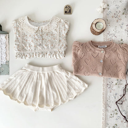 -キッズ フラワー 花柄 レース襟 長袖 チュニック ブラウス トップス - mamahalo shop - 長袖シャツ・ブラウス -  べビー服 - 子供服 - 男の子 - 女の子