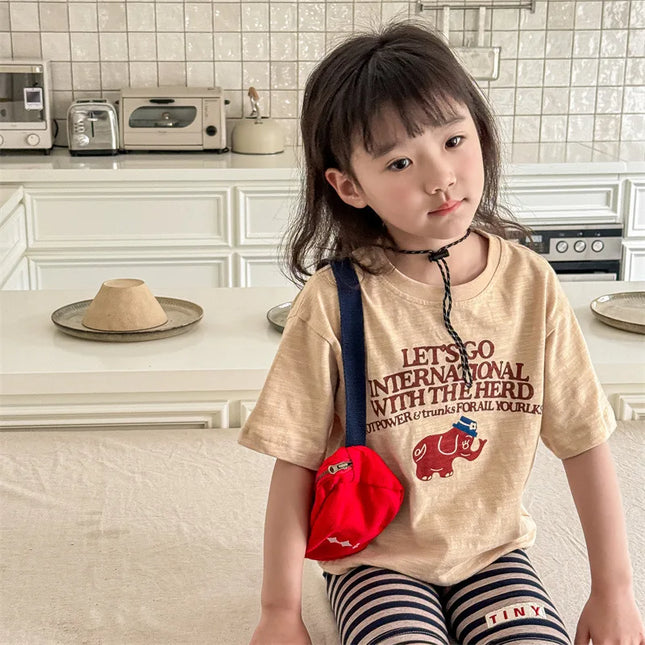 キッズトップス 半袖プリントTシャツ 象 エレファント 3カラー - mamahalo shop - 半袖Tシャツ - ベビー服 - 子供服 - 男の子 - 女の子