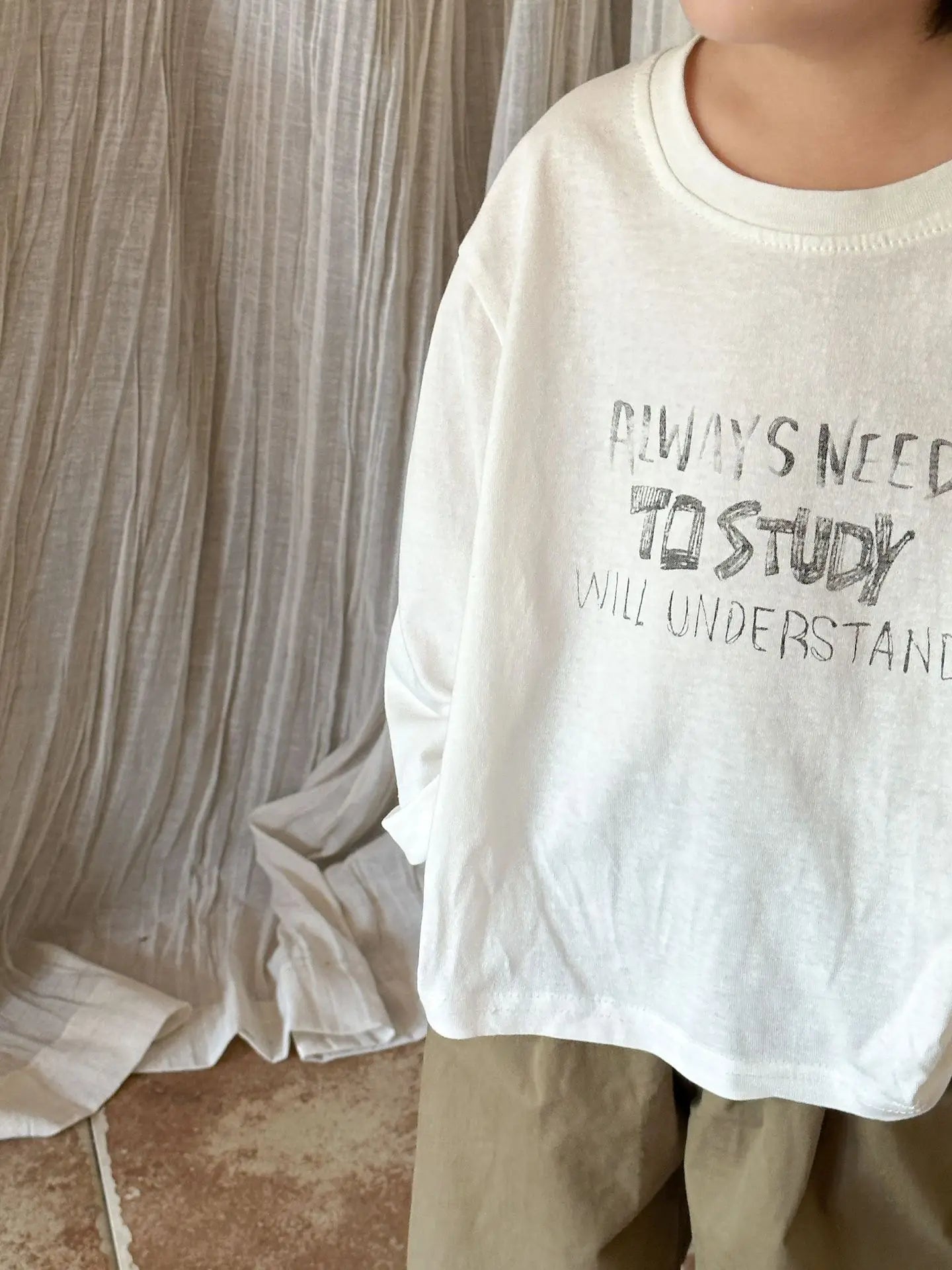 -キッズトップス 長袖Tシャツ レターロゴプリント 2カラー【mh0006155】 - mamahalo shop - 長袖Tシャツ -  べビー服 - 子供服 - 男の子 - 女の子