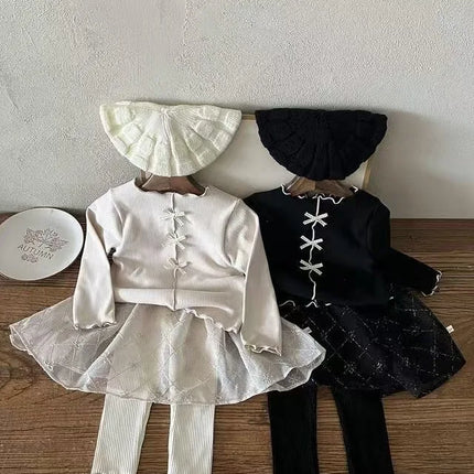 ベビートップス センタータックリボン長袖Tシャツカットソー - mamahalo shop - 長袖Tシャツ -  べビー服 - 子供服 - 男の子 - 女の子