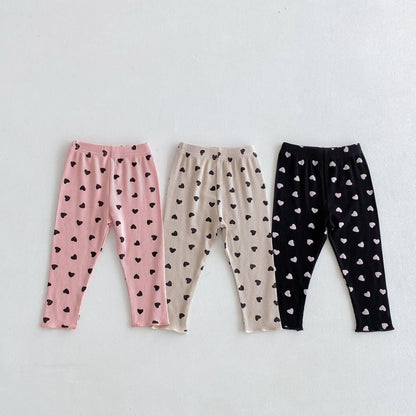 -キッズパンツ ハートプリントレギンスパンツ 3カラー - mamahalo shop - レギンスパンツ -  べビー服 - 子供服 - 男の子 - 女の子