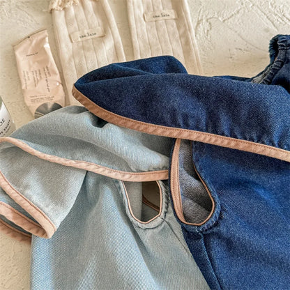 -キッズトップス デニム ビッグサークル襟 ノースリーブブラウス 2カラー【mh0005437】 - mamahalo shop - タンクトップ・キャミソール・ノースリーブトップス -  べビー服 - 子供服 - 男の子 - 女の子