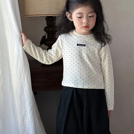 キッズトップス 長袖水玉ドットプリントTシャツ ベーシック6カラー - mamahalo shop - 長袖Tシャツ -  べビー服 - 子供服 - 男の子 - 女の子