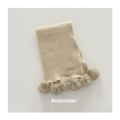 -キッズマフラー スカーフ ニット ぽんぽん付き ネックウォーマー 9カラー ガールズ 女の子 子供服 - mamahalo shop - ネックウォーマー -  べビー服 - 子供服 - 男の子 - 女の子