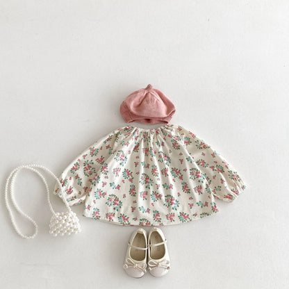 -キッズトップス 長袖チュニックブラウス スモック フラワー花柄プリント【mh0006363】 - mamahalo shop - 長袖シャツ・ブラウス -  べビー服 - 子供服 - 男の子 - 女の子