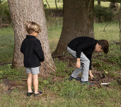 -ベビーキッズジュニア フラワー花柄 長袖ワンピース 長袖ロンパース ケーブルニットカーディガンジャケット ニットポロシャツ ロングパンツ お出かけ リンクコーデ 兄弟姉妹 お揃いコーデ - mamahalo shop - 長袖ロンパース -  べビー服 - 子供服 - 男の子 - 女の子