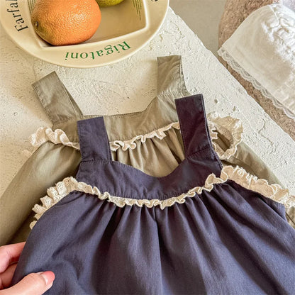 -キッズワンピース フリルノースリーブシンプルワンピース 2カラー - mamahalo shop - ノースリーブワンピース -  べビー服 - 子供服 - 男の子 - 女の子