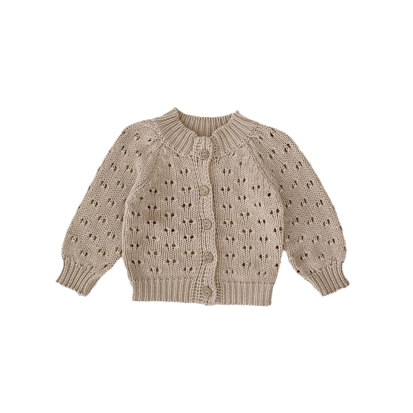 -ベビー カーディガン 長袖 レースニット ルーズ イエローグリーン アプリコット 2カラー ガールズ 女の子 子供服 - mamahalo shop - カーディガン・パーカー -  べビー服 - 子供服 - 男の子 - 女の子