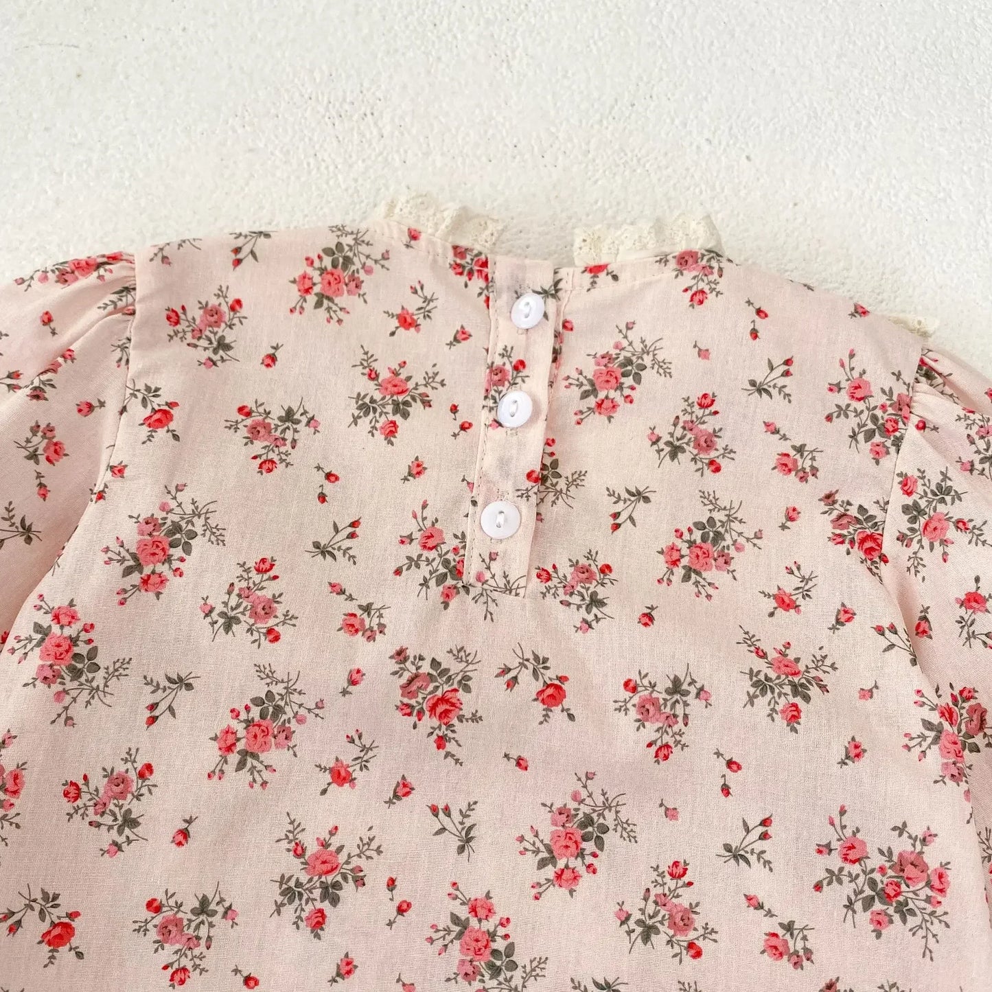 -ベビーロンパース フラワープリント刺繍長袖ボディスーツ ピンク【mh0007383】 - mamahalo shop - 長袖ロンパース -  べビー服 - 子供服 - 男の子 - 女の子