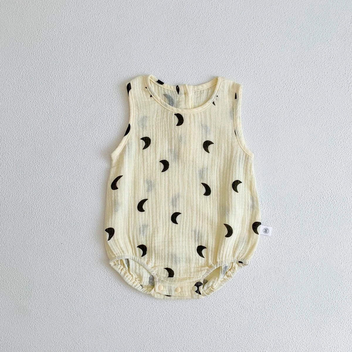 -ベビーロンパース ノースリーブボディスーツ 月ムーン/洋梨/オリーブ/水玉ドットプリント【mh0005689】 - mamahalo shop - ノースリーブロンパース -  べビー服 - 子供服 - 男の子 - 女の子