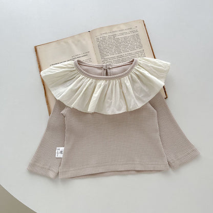 -ベビー フリル サークルカラー ピエロカラー 長袖 Tシャツ トップス ガールズ - mamahalo shop - 長袖Tシャツ -  べビー服 - 子供服 - 男の子 - 女の子