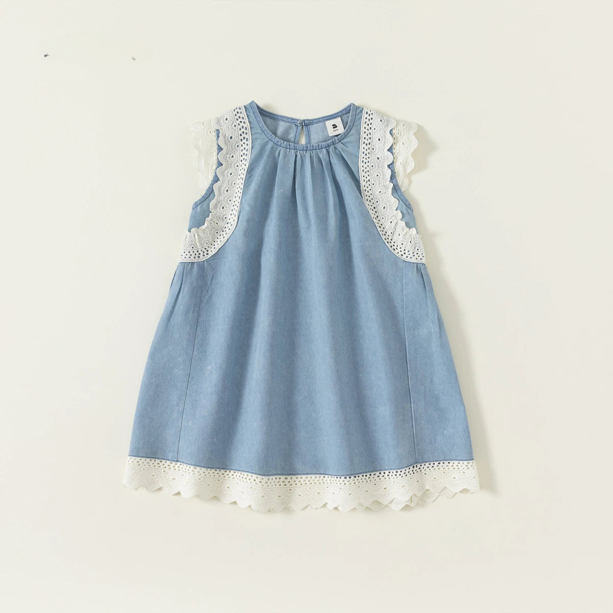 -キッズワンピース デニム レース ノースリーブワンピース【mh0005956】 - mamahalo shop - ノースリーブワンピース -  べビー服 - 子供服 - 男の子 - 女の子