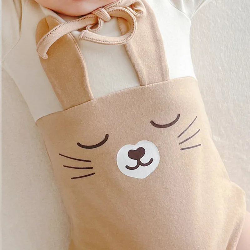 -ベビー うさぎ うさ耳 バニー ドッキング 半袖 ロンパース 耳帽子 セット ピンク アプリコット ユニセックス【mh0001994】 - mamahalo shop - 半袖ロンパース -  べビー服 - 子供服 - 男の子 - 女の子