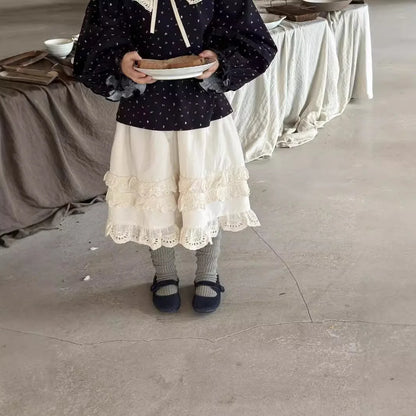 -キッズスカート レースフリルロングスカート ベージュ【mh0007160】 - mamahalo shop - スカート -  べビー服 - 子供服 - 男の子 - 女の子