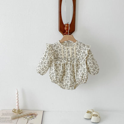 -ベビーロンパース 長袖フリルボディスーツ フラワー花柄プリント レース【mh0004930】 - mamahalo shop - 長袖ロンパース -  べビー服 - 子供服 - 男の子 - 女の子