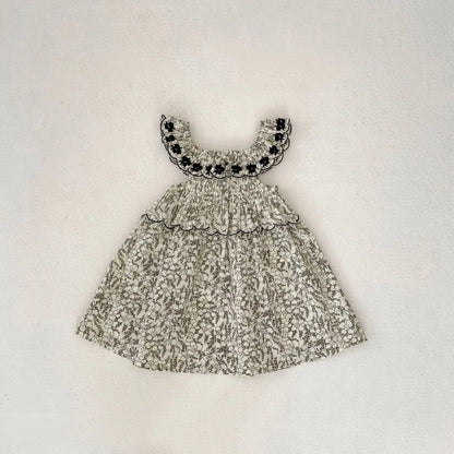 -ベビーキッズワンピース サンドレス サマードレス ノースリーブ フラワー花柄刺繍 リゾート【mh0005103】 - mamahalo shop - ノースリーブワンピース -  べビー服 - 子供服 - 男の子 - 女の子