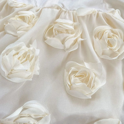 -ベビーロンパース ローズフラワースカート長袖ボディスーツ ドレスロンパース - mamahalo shop - 長袖ロンパース -  べビー服 - 子供服 - 男の子 - 女の子