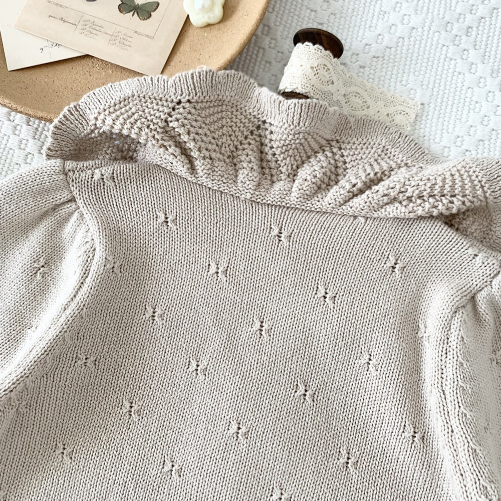 -キッズ ニット フリルカラー セーター トップス 3カラー ガールズ - mamahalo shop - ニット・セーター -  べビー服 - 子供服 - 男の子 - 女の子