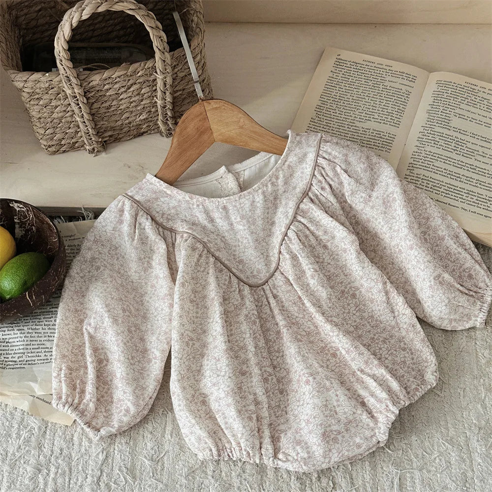 -ベビーロンパース 長袖ボディスーツ ルーズ フラワー花柄プリント【mh0006386】 - mamahalo shop - 長袖ロンパース -  べビー服 - 子供服 - 男の子 - 女の子