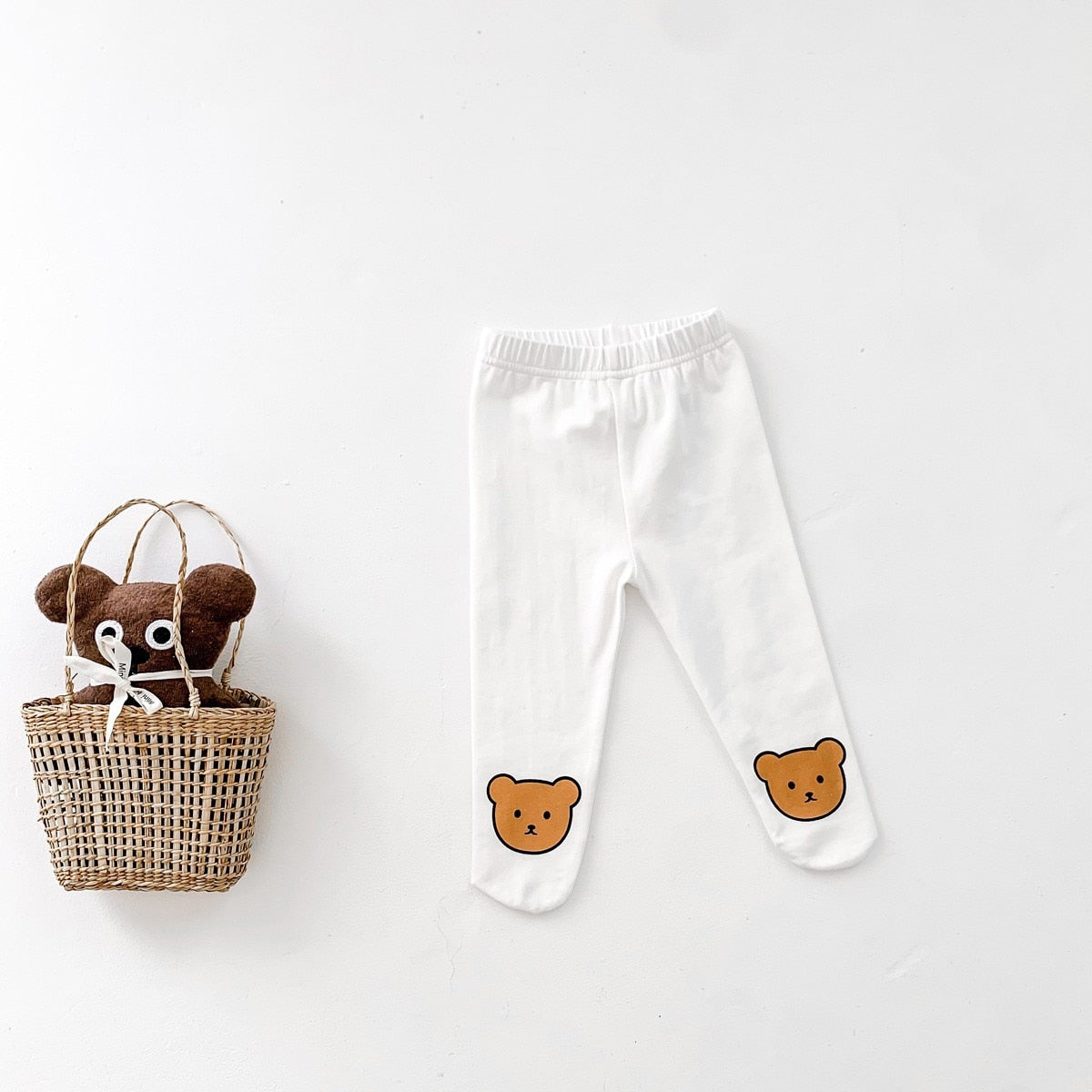 -ベビー くま耳 フーディ 長袖 ロンパース 足つき レギンス タイツ ユニセックス【mh0002363】 - mamahalo shop - 長袖ロンパース -  べビー服 - 子供服 - 男の子 - 女の子