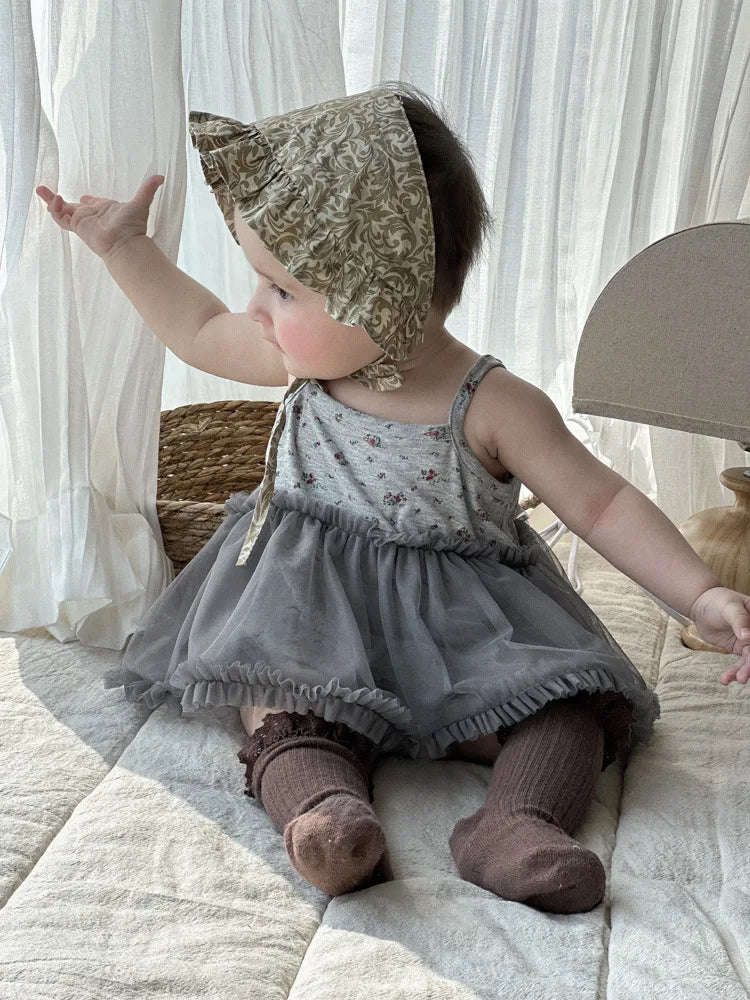 -ベビーロンパース キャミソール チュールスカートドッキングボディスーツ サマードレス【mh0005657】 - mamahalo shop - ノースリーブロンパース -  べビー服 - 子供服 - 男の子 - 女の子