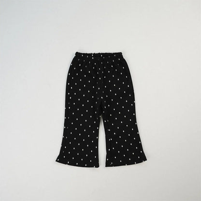 -キッズパンツ プリント柄ワイドフレアパンツ 千鳥格子/レオパード/ハート/水玉ドット - mamahalo shop - ロングパンツ・スウェットパンツ -  べビー服 - 子供服 - 男の子 - 女の子