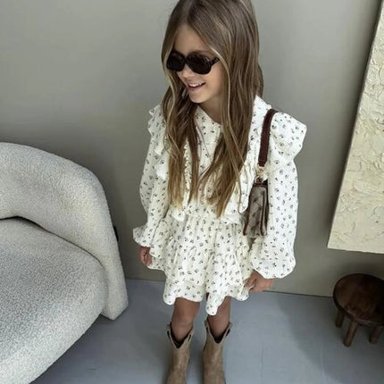 4478 Buy 2pcs Wholesale Children Clothing Set 2024 INS Russian Girl's Dress Autumn Floral Lace Shirt+Cake Skirt Two-piece Set - mamahalo shop - 長袖セットアップ -  べビー服 - 子供服 - 男の子 - 女の子