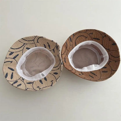 -キッズ帽子 バケットハット バケハ スマイルプリント 4カラー【mh0005922】 - mamahalo shop - ベビー用帽子 -  べビー服 - 子供服 - 男の子 - 女の子