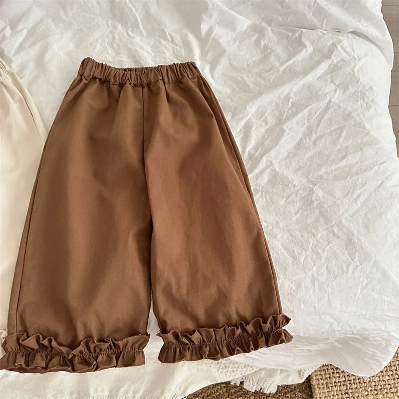 -キッズパンツ 裾フリルワイドルーズパンツ 2カラー - mamahalo shop - ロングパンツ・スウェットパンツ -  べビー服 - 子供服 - 男の子 - 女の子