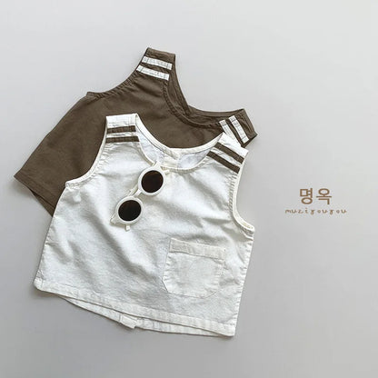 -キッズトップス ノースリーブシャツ シンプルペーシック 2カラー【mh0006327】 - mamahalo shop - タンクトップ・キャミソール・ノースリーブトップス -  べビー服 - 子供服 - 男の子 - 女の子