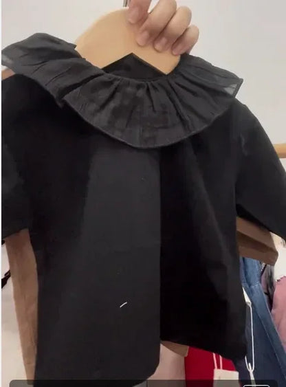 -ベビートップス フリルサークル襟長袖Tシャツ 3カラー - mamahalo shop - 長袖Tシャツ -  べビー服 - 子供服 - 男の子 - 女の子