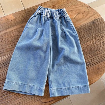 -キッズパンツ ソフトデニムルーズワイドバギーパンツ 2カラー【mh0006690】 - mamahalo shop - デニムパンツ -  べビー服 - 子供服 - 男の子 - 女の子