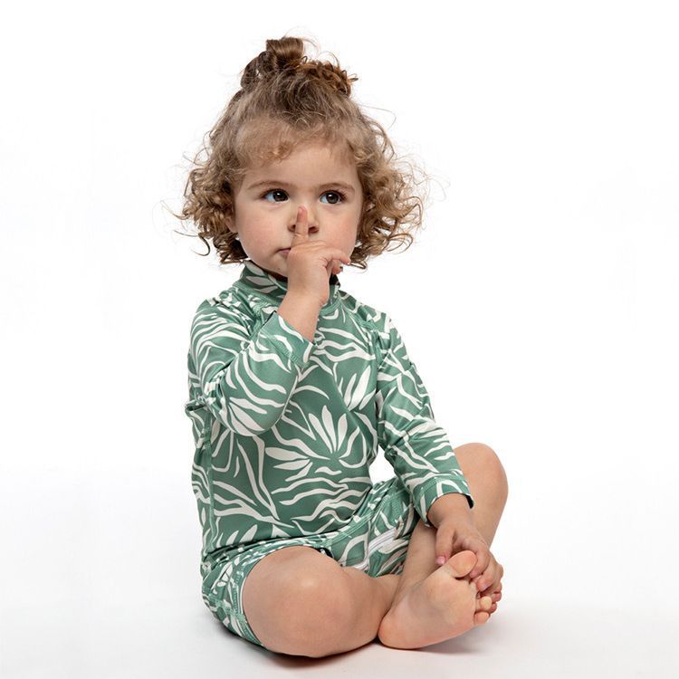 -キッズ 水着 半袖 つなぎ ラッシュガード ワンピース ガールズ シェル ボーダー アイスクリーム スイムウェア 6スタイル【mh0002228】 - mamahalo shop - ベビー用水着 -  べビー服 - 子供服 - 男の子 - 女の子