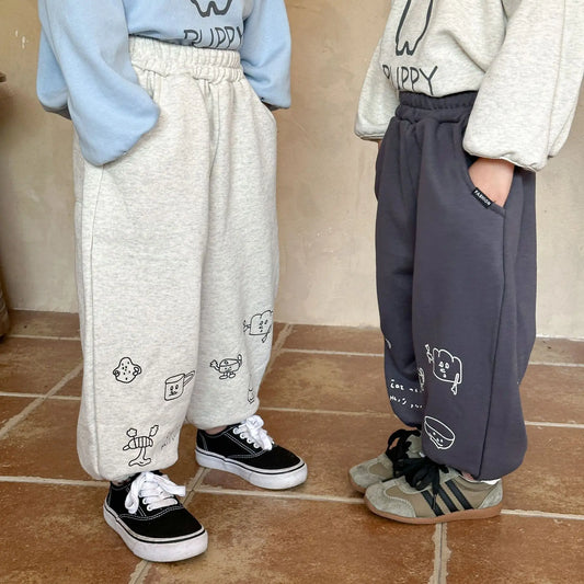 -キッズパンツ スウェットパンツ お絵描きプリント 2カラー【mh0006424】 - mamahalo shop - ロングパンツ・スウェットパンツ -  べビー服 - 子供服 - 男の子 - 女の子