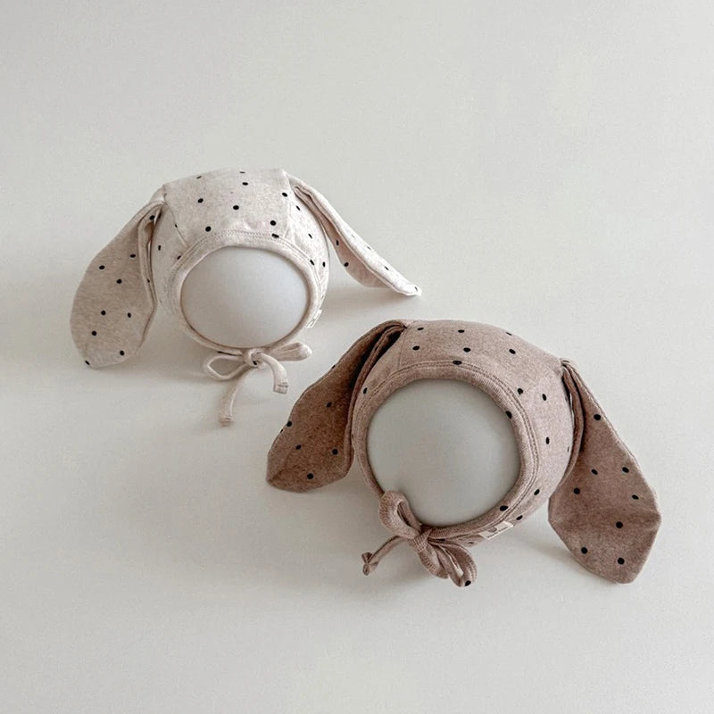-ベビー帽子 水玉ドットうさ耳ボンネット帽子 3カラー【mh0006959】 - mamahalo shop - ベビー用帽子 -  べビー服 - 子供服 - 男の子 - 女の子