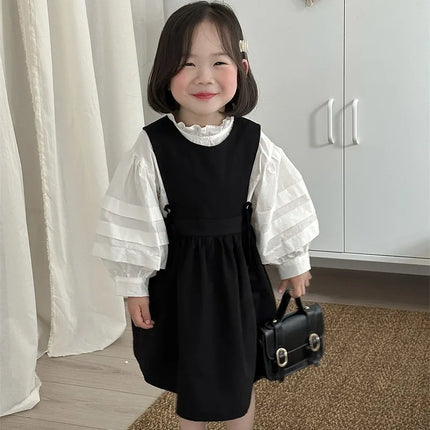 キッズワンピース ノースリーブワンピース ジャンパースカート ブラック - mamahalo shop - ノースリーブワンピース - ベビー服 - 子供服 - 男の子 - 女の子