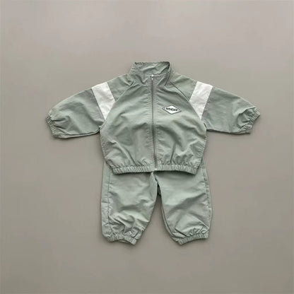 -キッズセットアップ 2点セット スタンドカラージッパーウィンドブレーカー+ロングパンツ スポーツセット3カラー - mamahalo shop - 長袖セットアップ -  べビー服 - 子供服 - 男の子 - 女の子