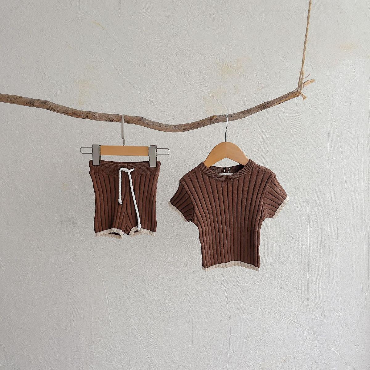 -ベビー サマーニット セットアップ 半袖 Tシャツ ショートパンツ ボーイズ - mamahalo shop - 半袖セットアップ -  べビー服 - 子供服 - 男の子 - 女の子