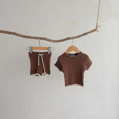 -ベビー サマーニット セットアップ 半袖 Tシャツ ショートパンツ ボーイズ - mamahalo shop - 半袖セットアップ -  べビー服 - 子供服 - 男の子 - 女の子