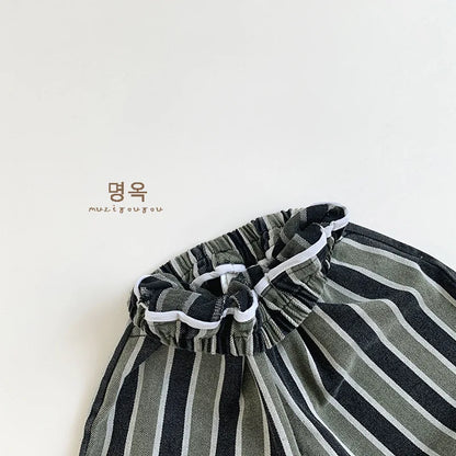 -キッズパンツ ストライプルーズロングワイドパンツ - mamahalo shop - ロングパンツ・スウェットパンツ -  べビー服 - 子供服 - 男の子 - 女の子