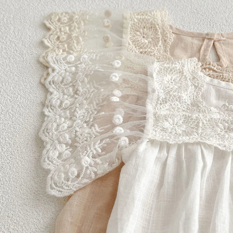 -ベビーロンパース 半袖レーススリーブボディスーツ 2カラー【mh0006064】 - mamahalo shop - 半袖ロンパース -  べビー服 - 子供服 - 男の子 - 女の子