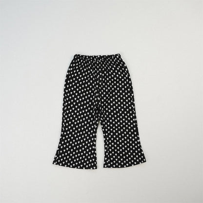 -キッズパンツ プリント柄ワイドフレアパンツ 千鳥格子/レオパード/ハート/水玉ドット - mamahalo shop - ロングパンツ・スウェットパンツ -  べビー服 - 子供服 - 男の子 - 女の子